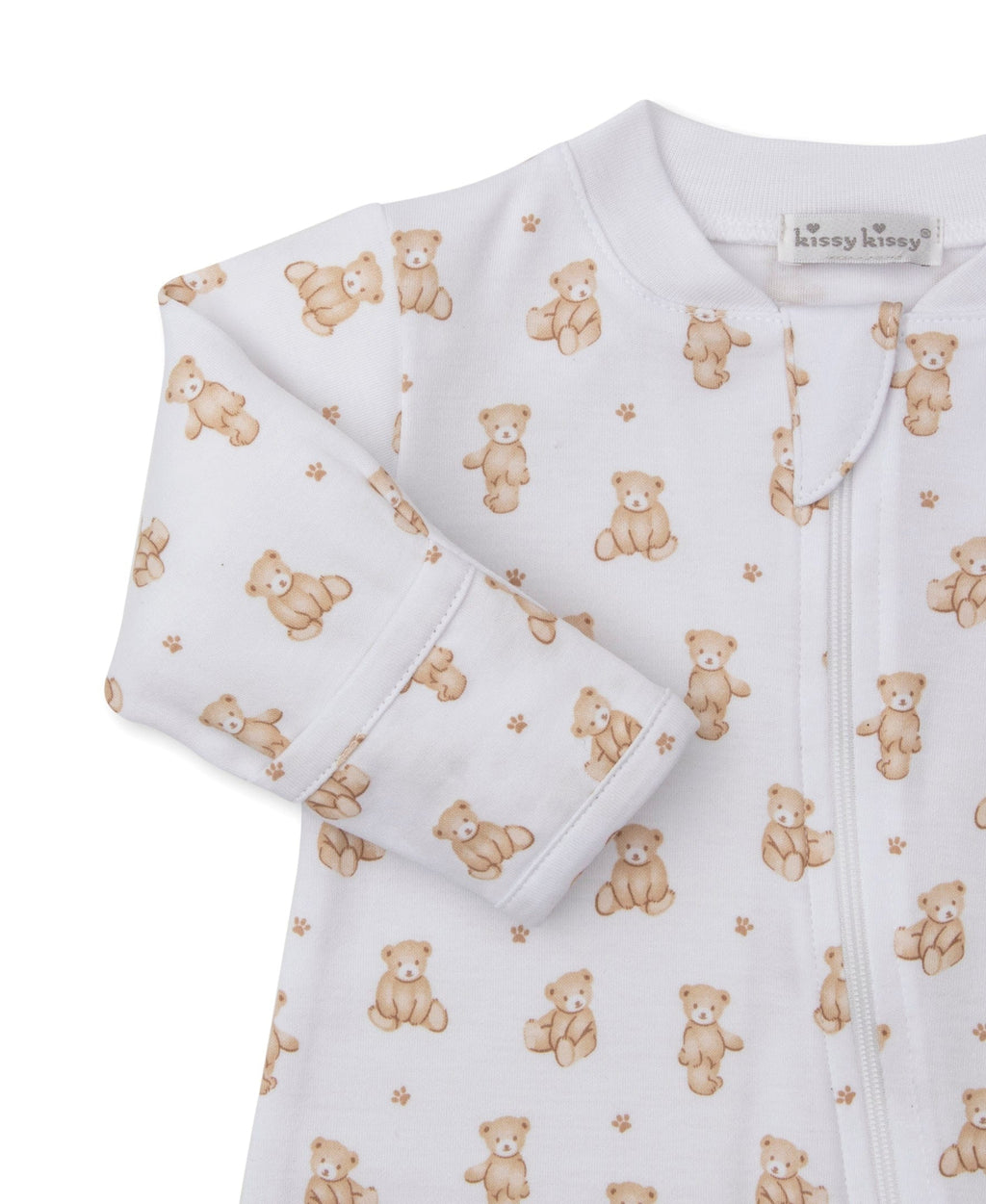 Kissy Kissy Footie w/ Zip - Teddy Bears, Tan, Newborn - Image 2