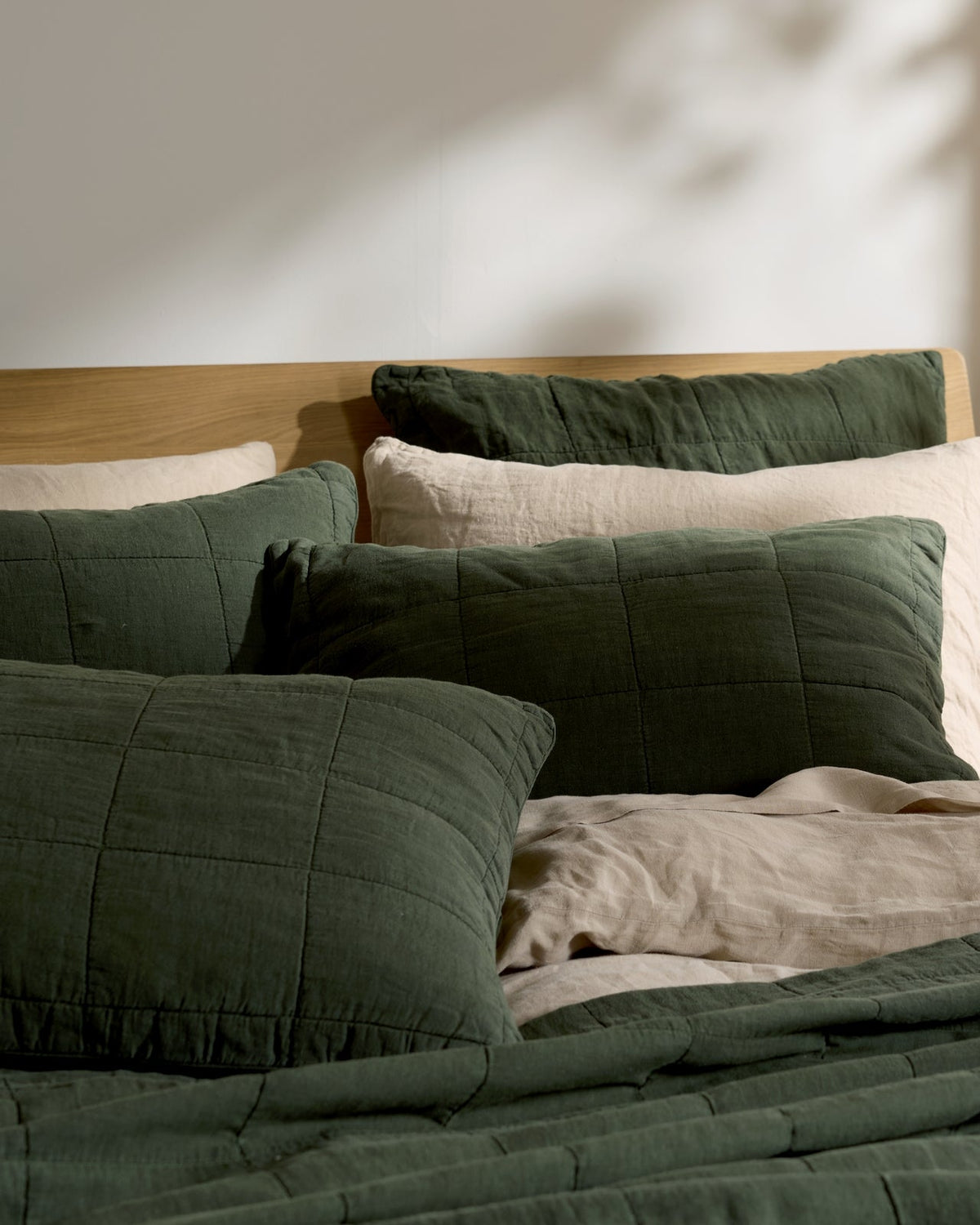 Linen Box Quilted Sham Set (Evergreen) - Image 2