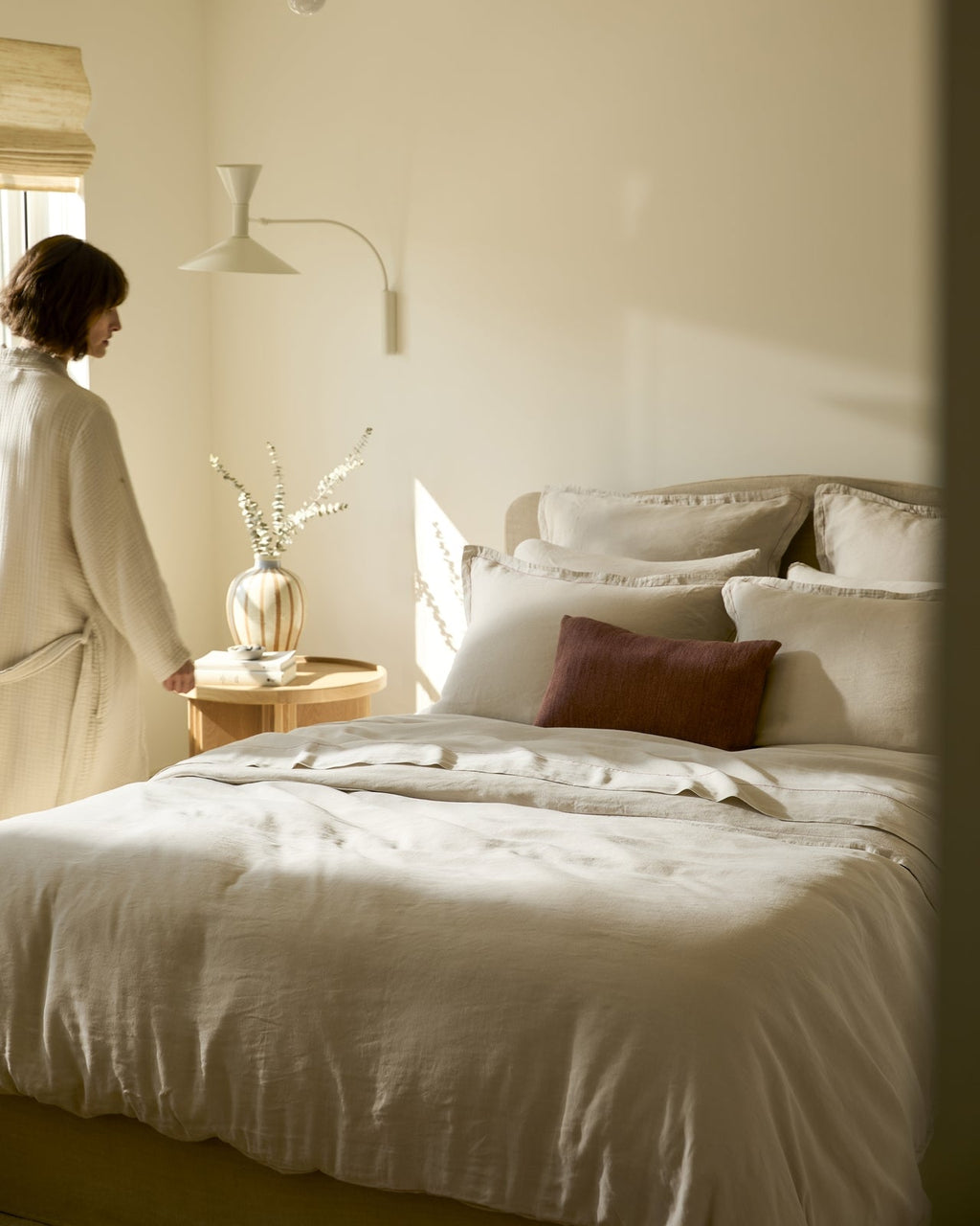 Linen Duvet Cover Set - Bone K/CK - Image 4