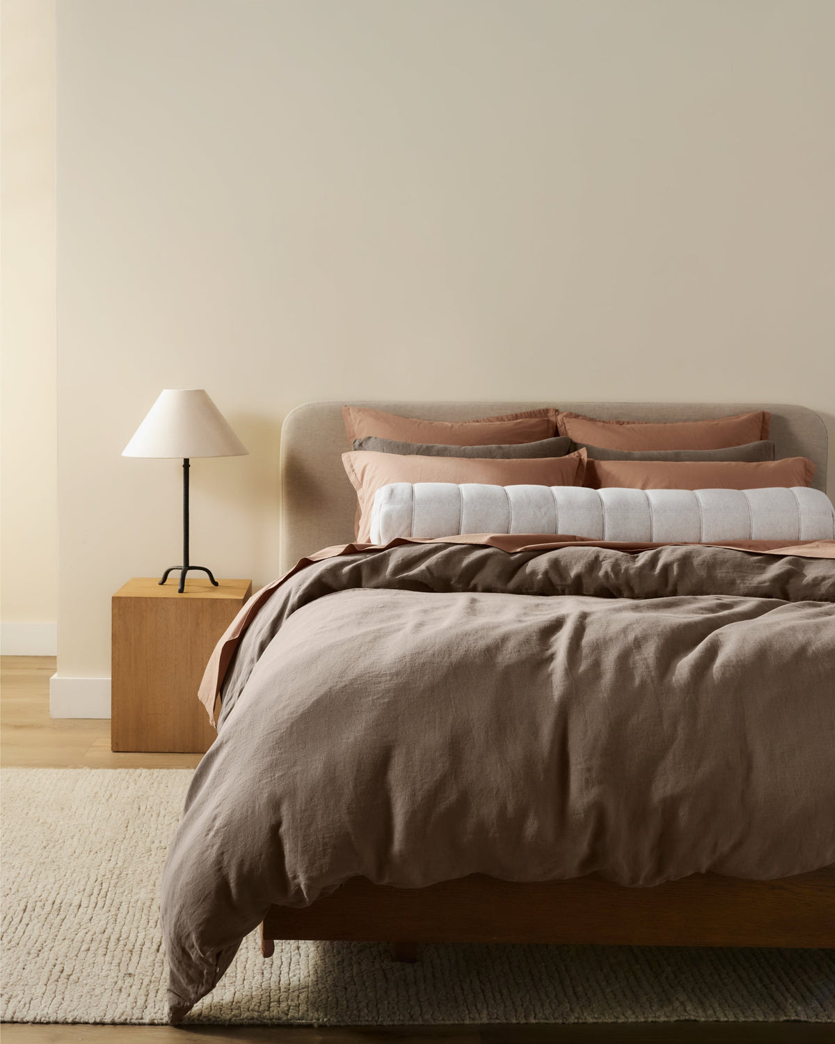 Linen Tencel Jersey Bolster Pillow Cover - FINAL SALE (Heathered Oatmeal) - Image 5
