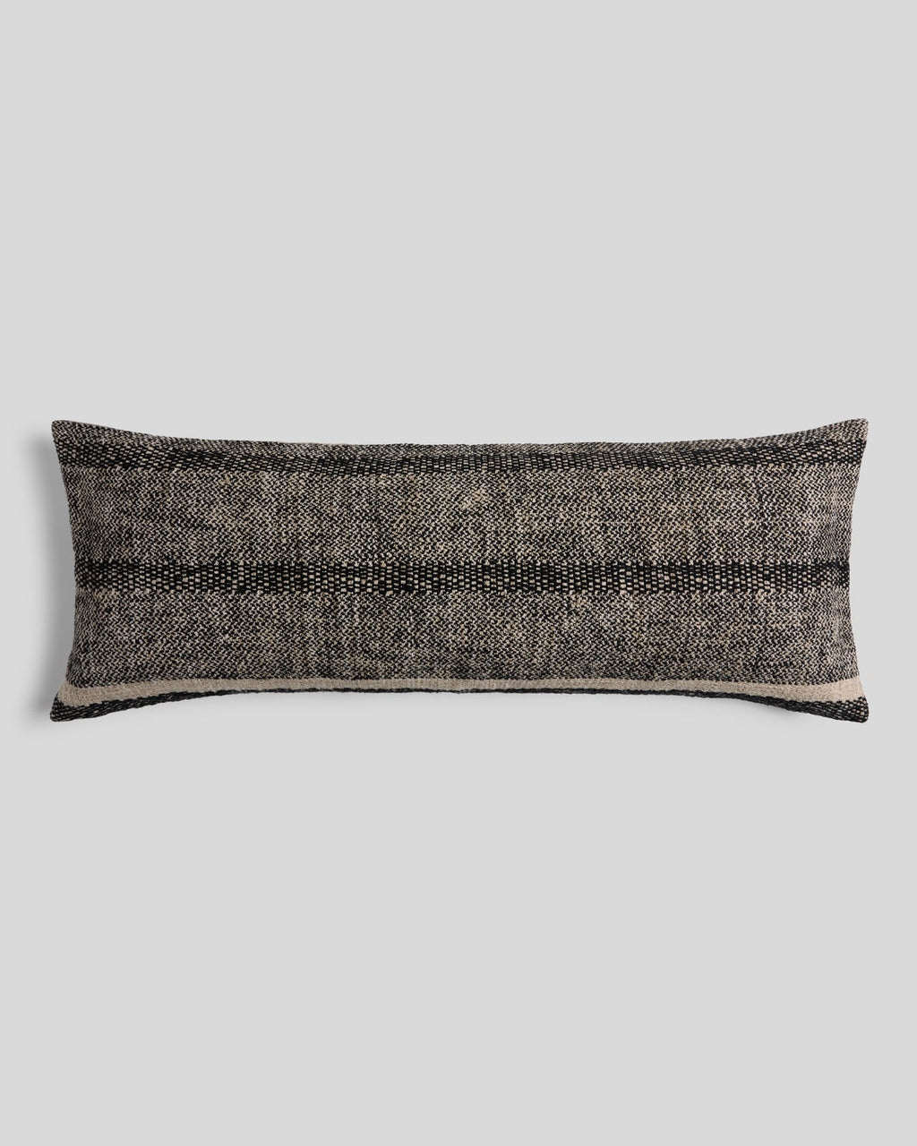 Marfa Stripe Lumbar Pillow Cover (Soft Black and Natural)