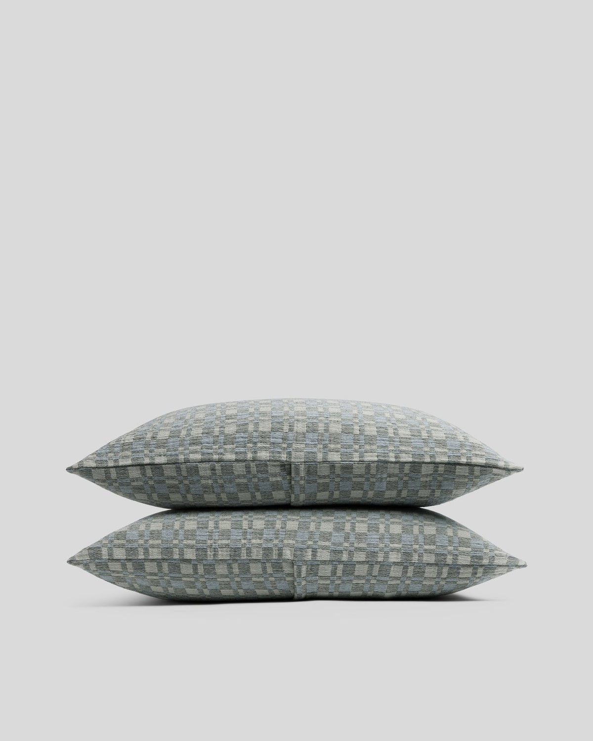 Modern Check Jacquard Sham Set (Dusk and Moss)