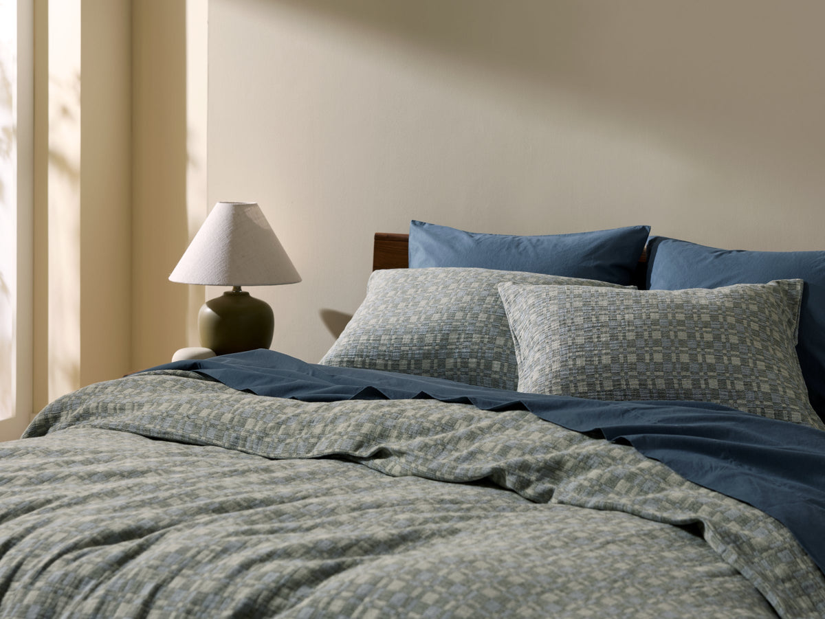 Modern Check Jacquard Sham Set (Dusk and Moss) - Image 3