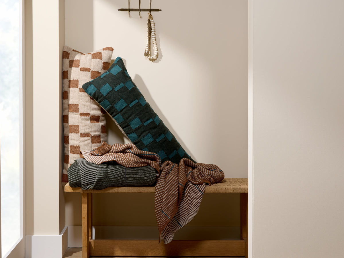 Modern Wool Lumbar Pillow Cover - FINAL SALE (Natural and Tobacco) - Image 2
