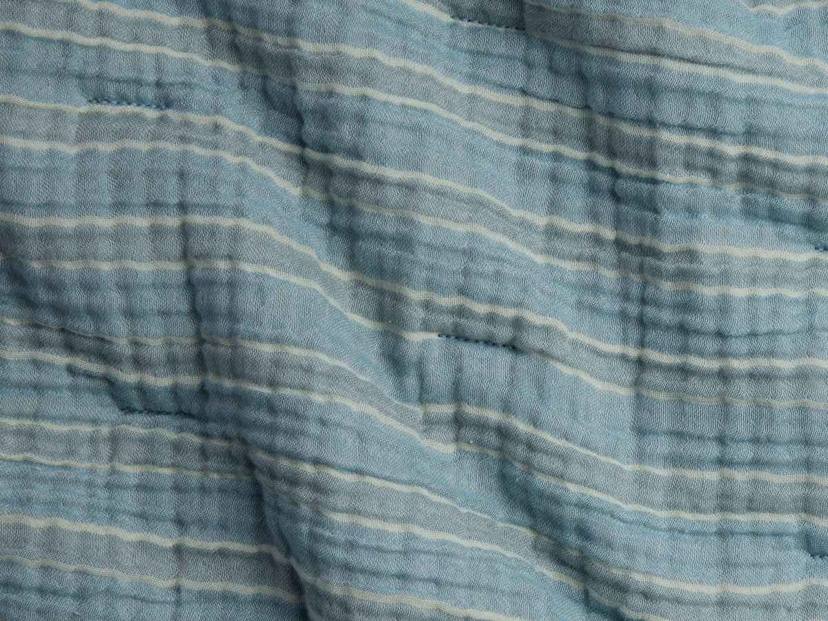 Organic Cloud Cotton Stripe Toddler Quilt (Wave and Horizon) - Image 3