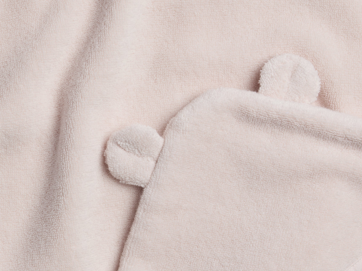 Organic Hooded Baby Towel with Ears (Blush) - Image 3