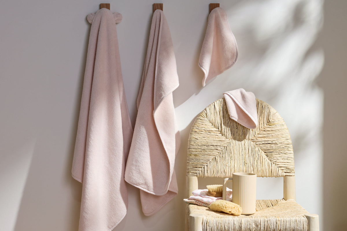 Organic Hooded Baby Towel with Ears (Blush) - Image 4