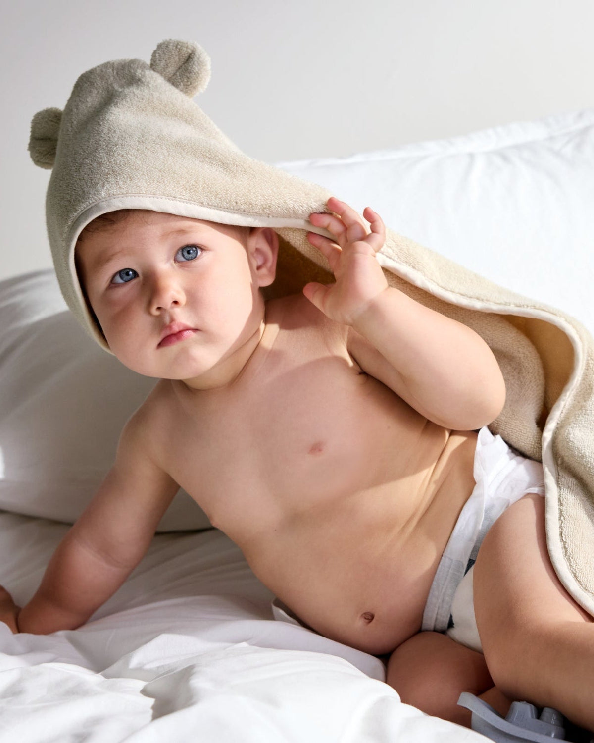 Organic Hooded Toddler Towel with Ears (Natural) - Image 4