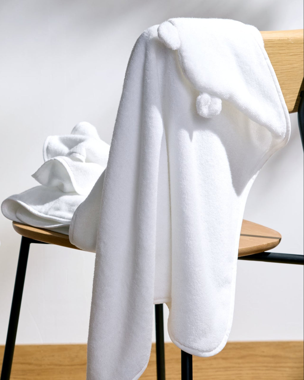 Organic Hooded Baby Towel with Ears (White) - Image 3