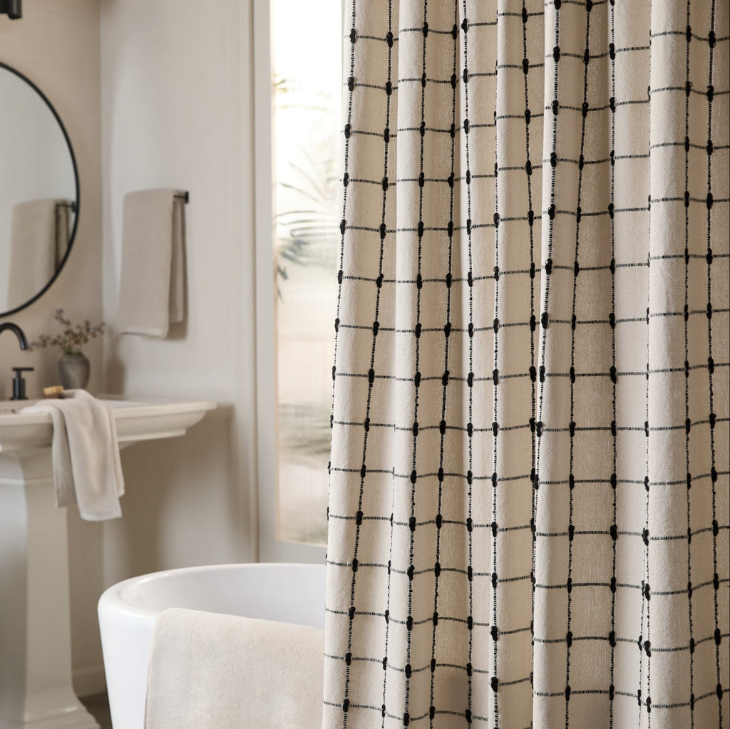 Organic Oasis Shower Curtain (Natural with Soft Black) - Image 4