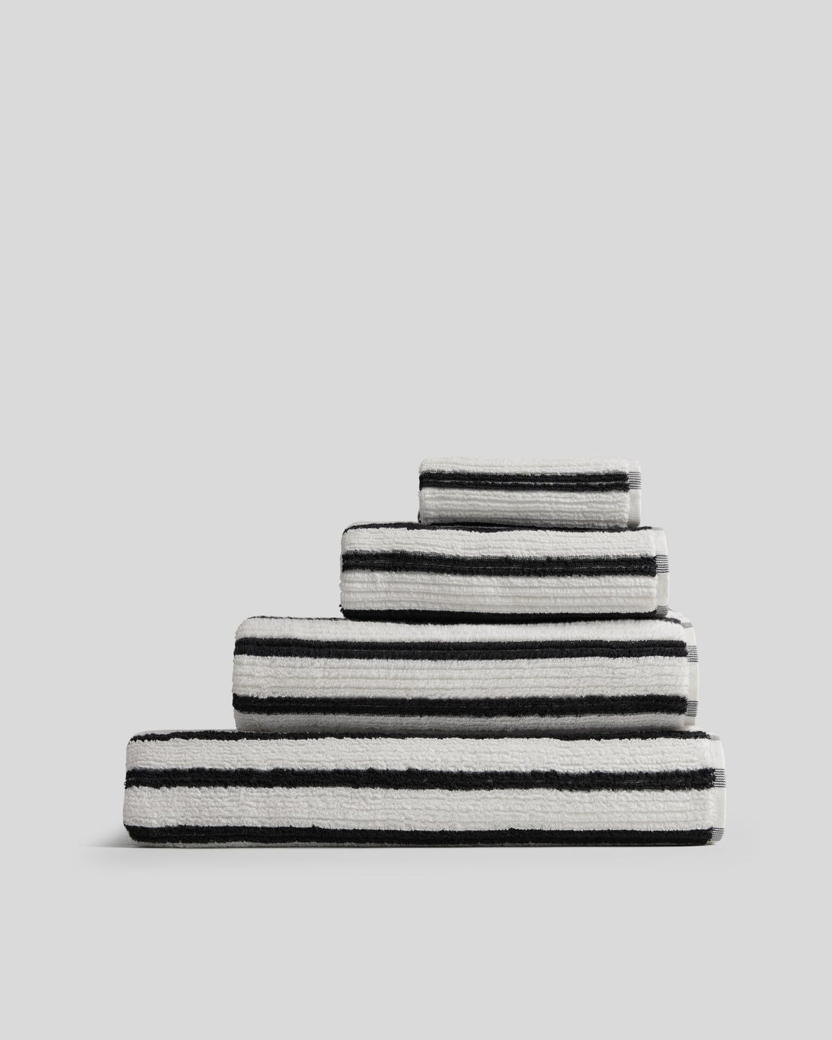 Organic Resort Stripe Towels - FINAL SALE (Plaster with Soft Black)