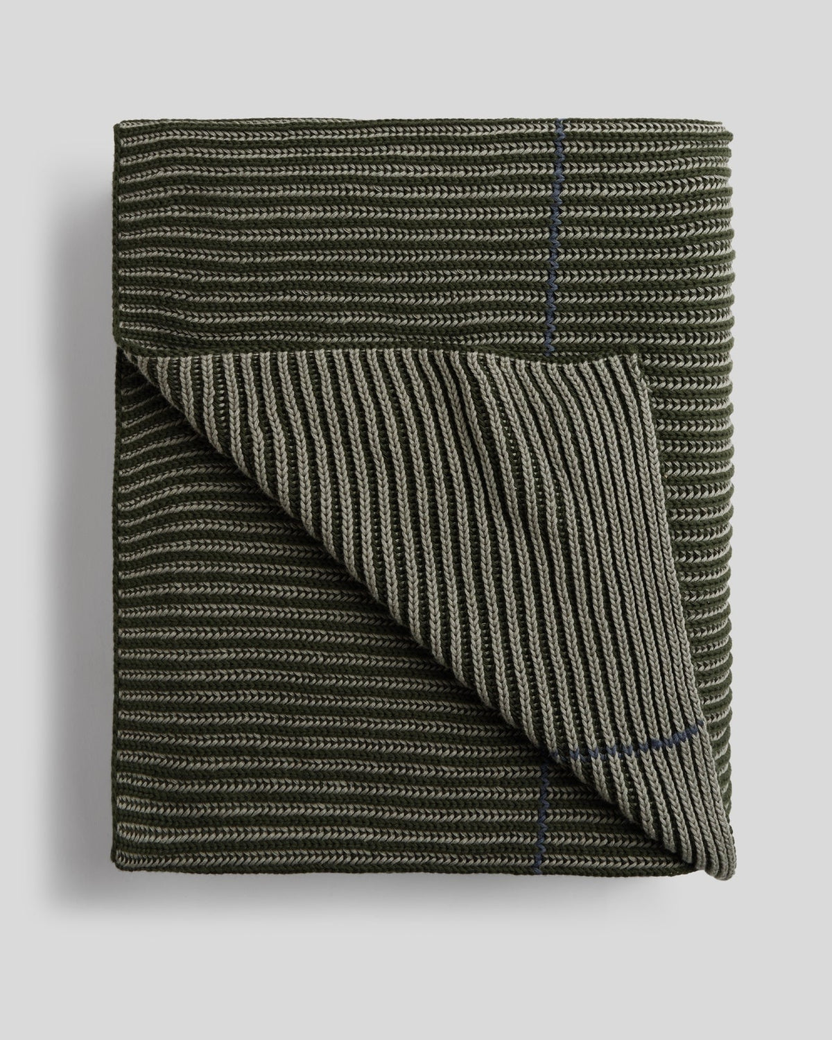 Organic Two Tone Rib Knit Throw (Moss and Evergreen) - Image 4