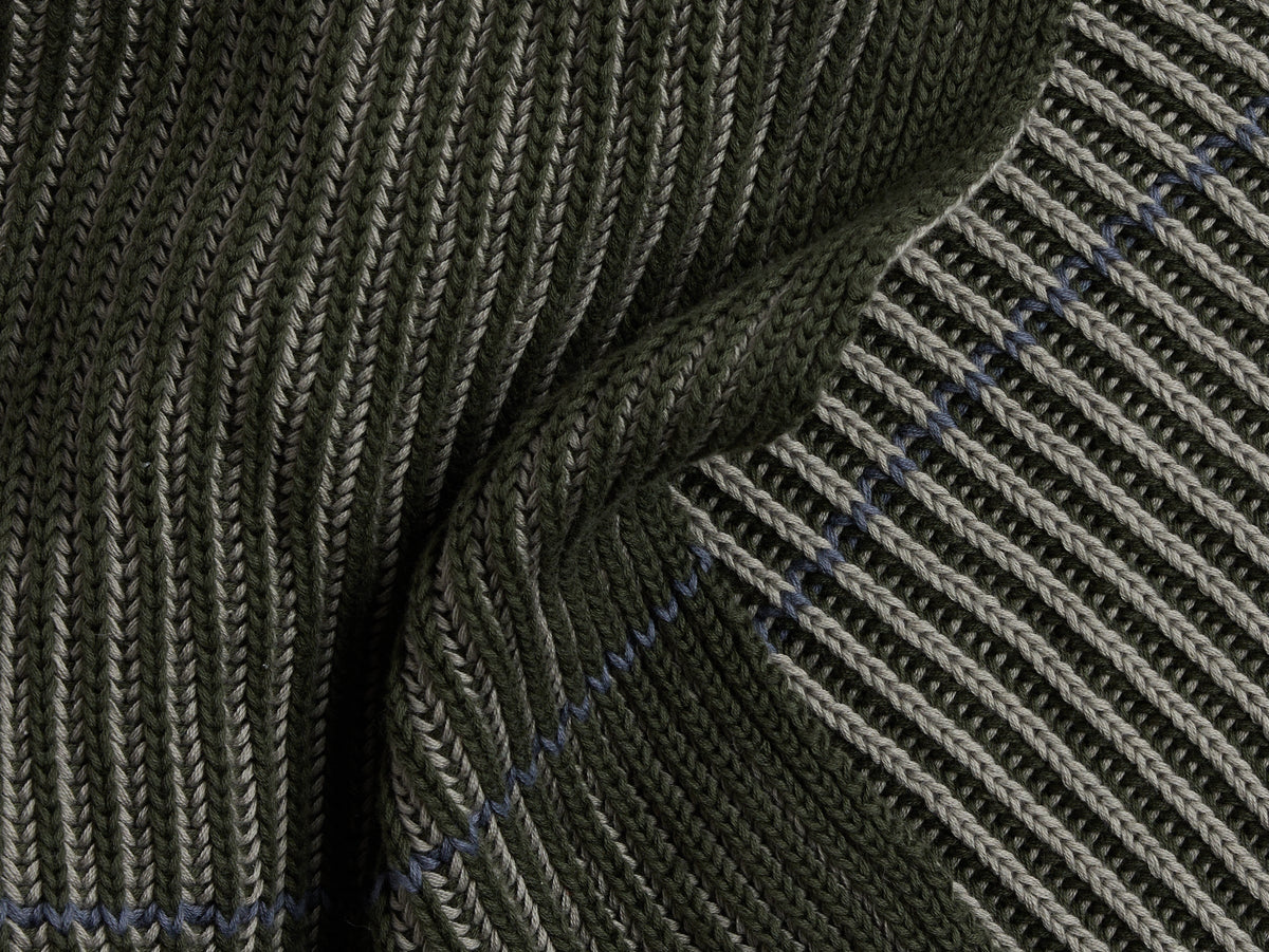 Organic Two Tone Rib Knit Throw (Moss and Evergreen) - Image 3