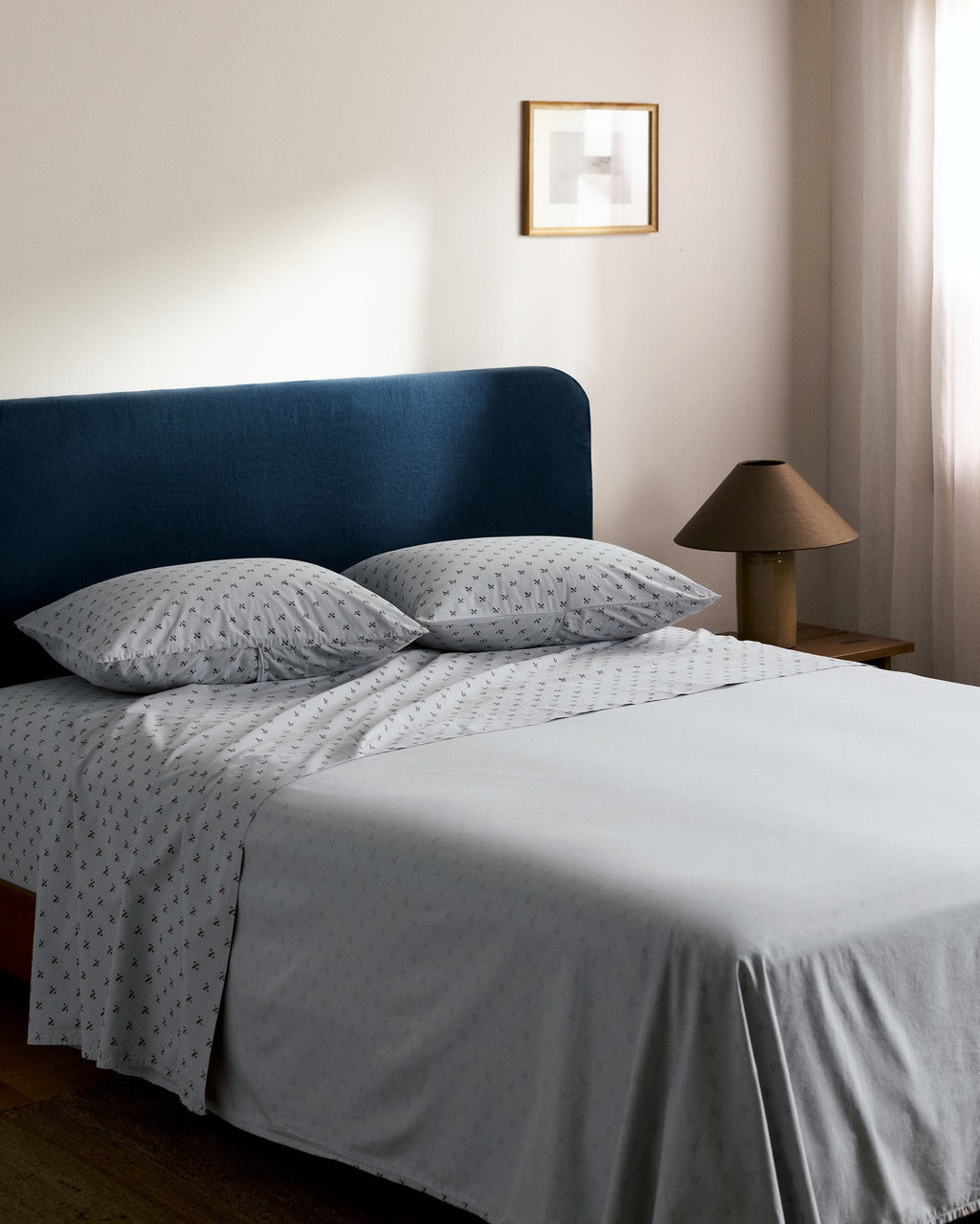 Overdyed Vintage Print Fitted Sheet (Sky) - Image 6