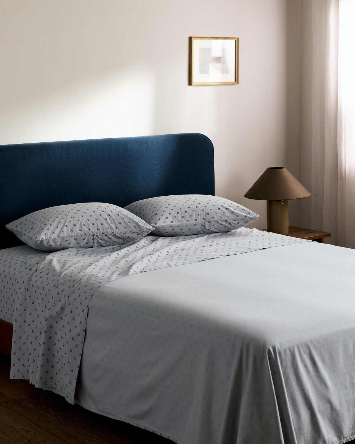Overdyed Vintage Print Fitted Sheet (Sky) - Image 6
