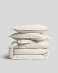 Percale Duvet Cover Set - Bone Stripe F/Q