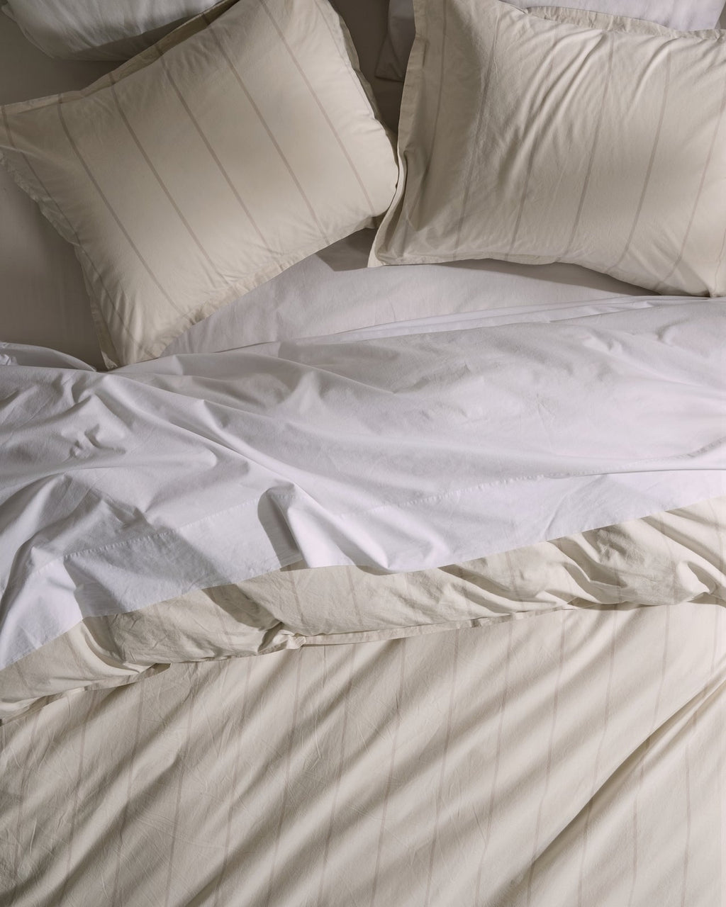 Percale Duvet Cover Set - Bone Stripe TW/XL - Image 2