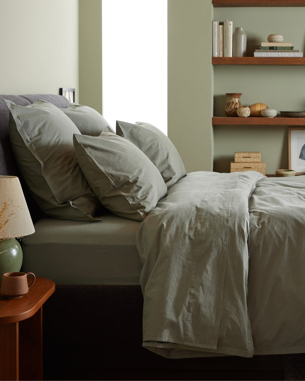 Percale Fitted Sheet (Moss) - Image 4