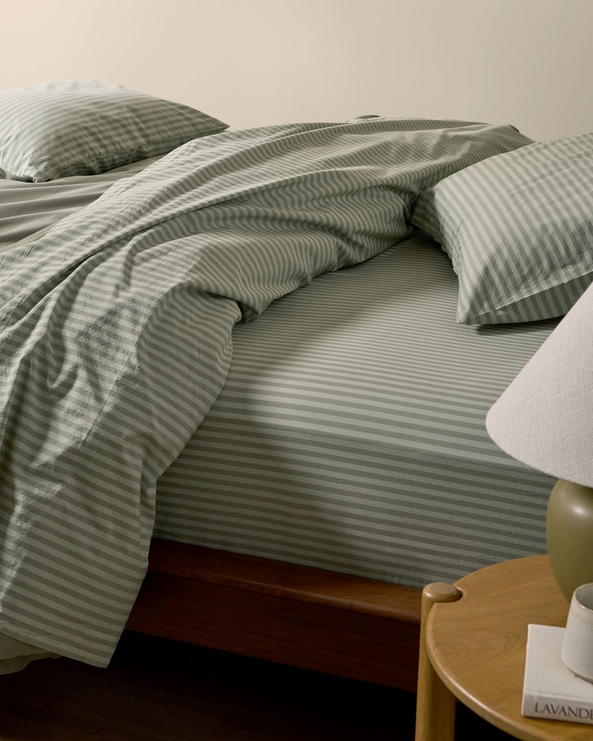 Percale Sheet Set - Moss Stripe K/CK - Image 2