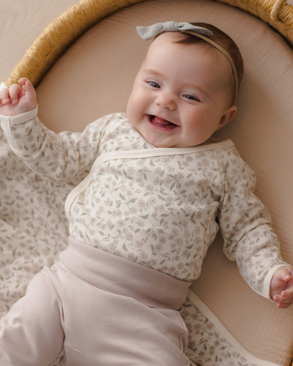 Quincy Mae Side Snap Bodysuit + Pant Set - Floret, NB - Image 6