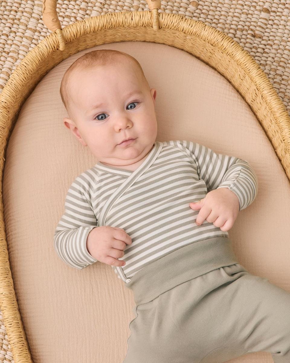 Quincy Mae Side Snap Bodysuit + Pant Set - Laurel Stripe, 0-3M - Image 7