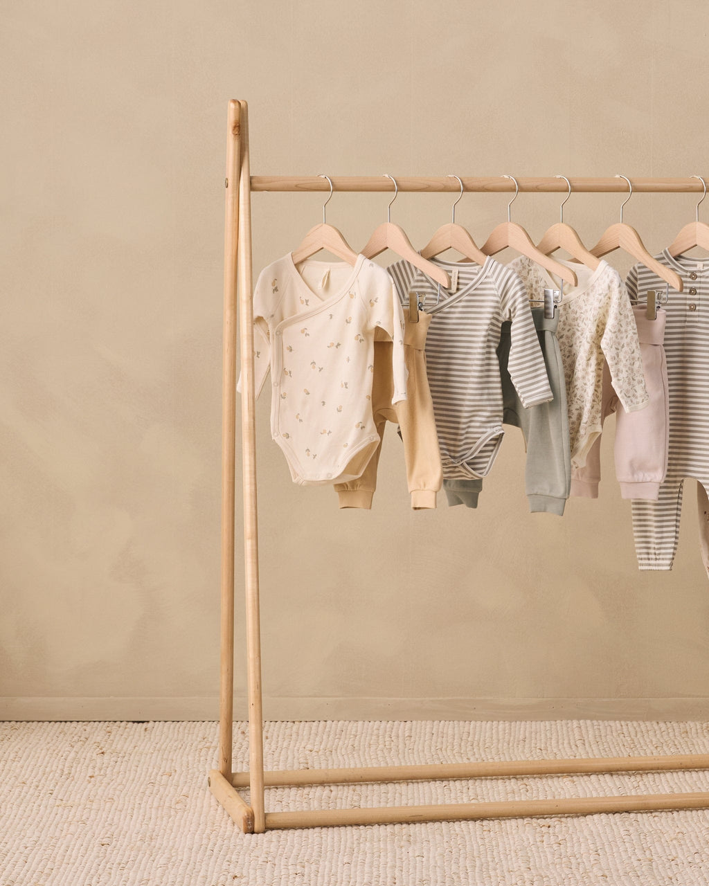 Quincy Mae Side Snap Bodysuit + Pant Set - Laurel Stripe, NB - Image 4