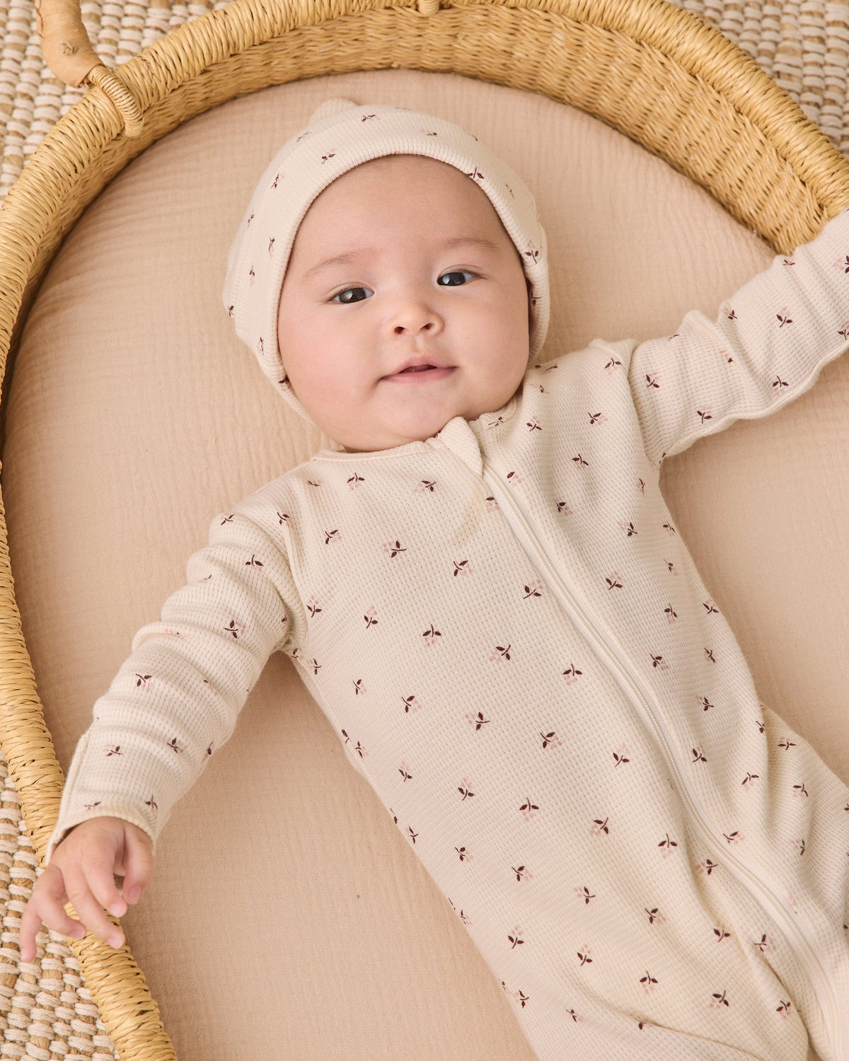 Quincy Mae Waffle Sleep Set - Fall Ditsy, NB - Image 4