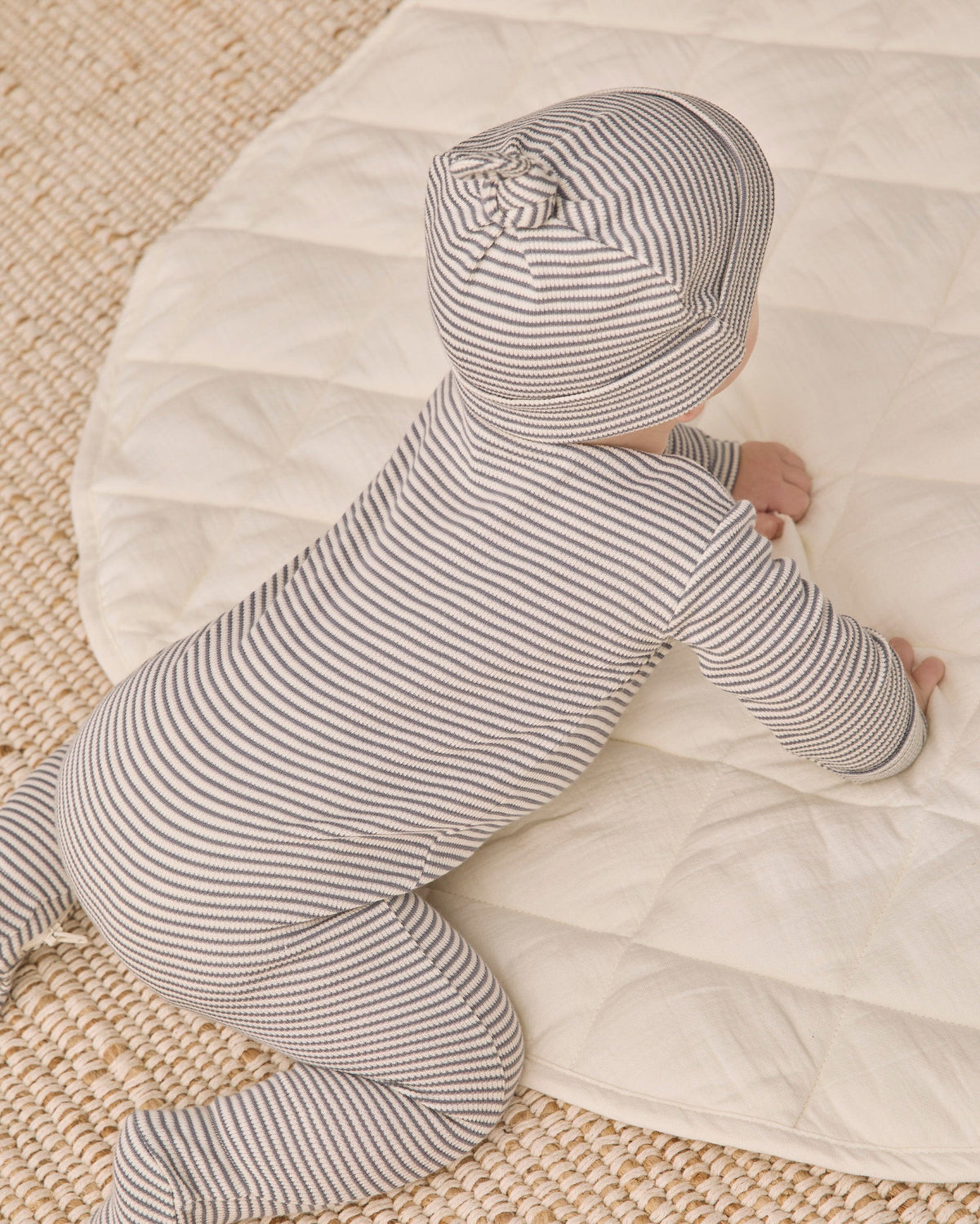 Quincy Mae Waffle Sleep Set - Midnight Microstripe, 3-6M - Image 2