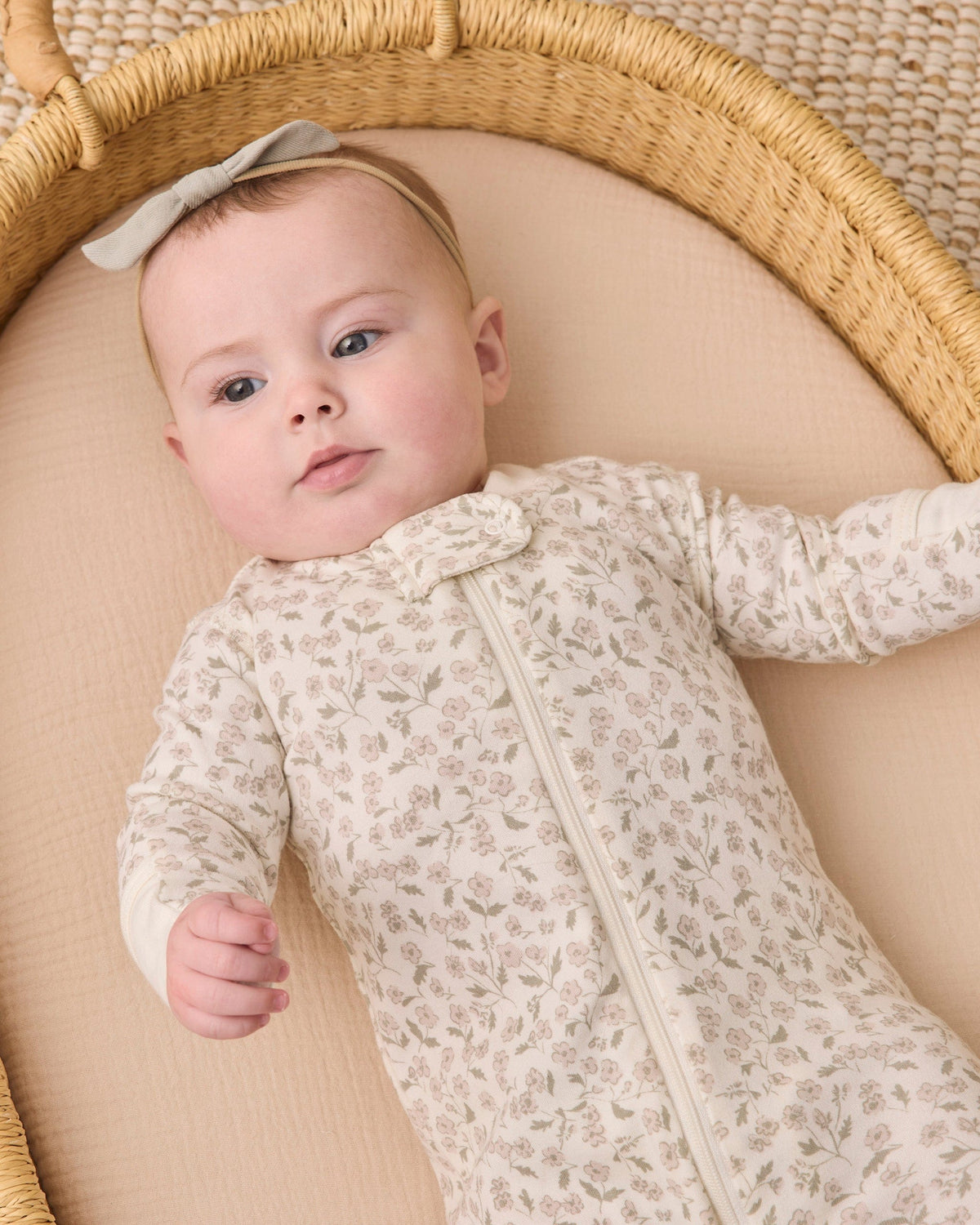Quincy Mae Zip Long Sleeve Sleeper Footie - Floret, NB - Image 4