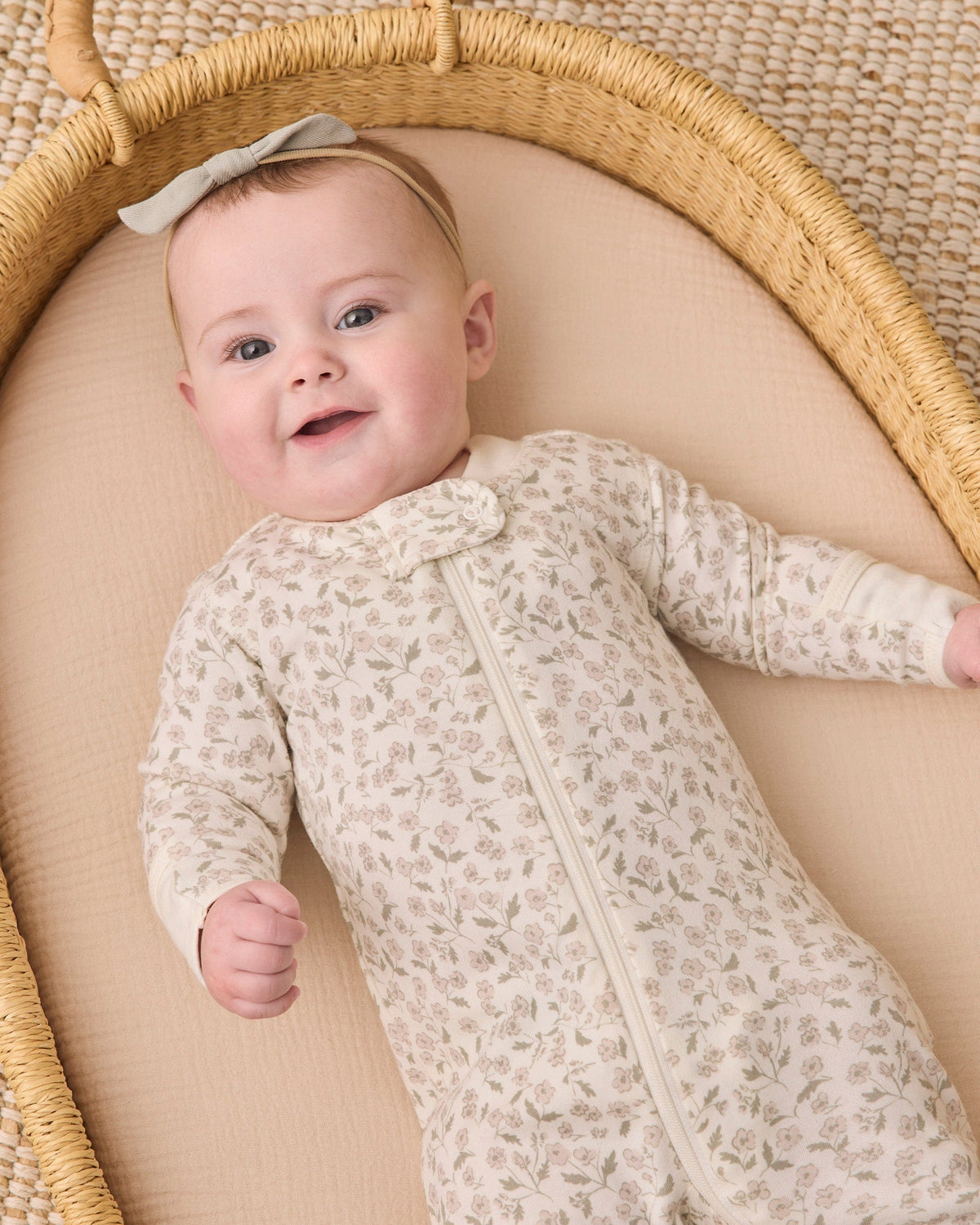 Quincy Mae Zip Long Sleeve Sleeper Footie - Floret, NB - Image 2