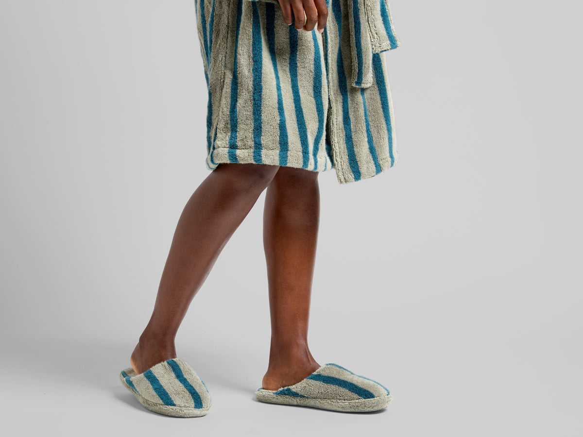 Terry Stripe Slippers - FINAL SALE (Moss and Peacock) - Image 2
