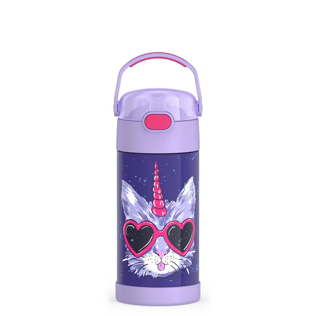 Thermos FUNtainer Vacuum Insulated Stainless Steel Straw Water Bottle 12oz - Cool Caticorns - Image 2