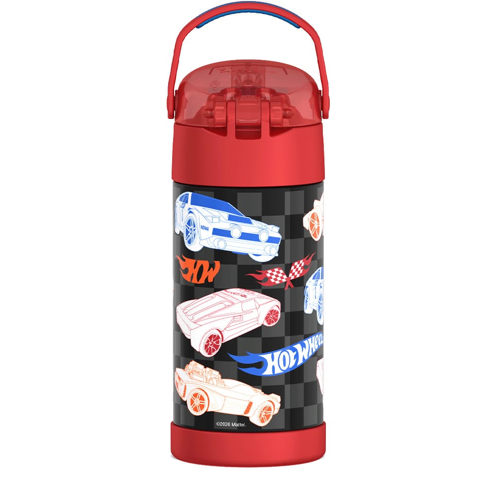 Thermos FUNtainer Vacuum Insulated Stainless Steel Straw Water Bottle 12oz - Hot Wheels - Image 5