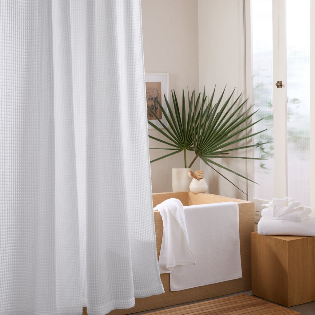 Waffle Shower Curtain (White) - Image 2