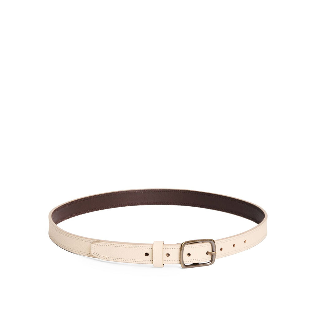 Women's Slim Double Stitch Leather Belt